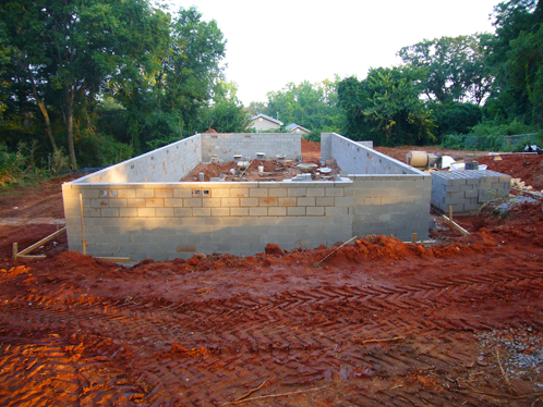 The foundation for the main structure.