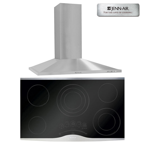 36-in. Electronic Touch Control Electric Cooktop and 36-in. Wall-Mount Chimney Hood.